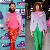 Jared Leto, tout de Gucci vêtu (veste et chemise de la collection femme, automne-hiver 2017) aux MTV EMA 2017 à Londres.