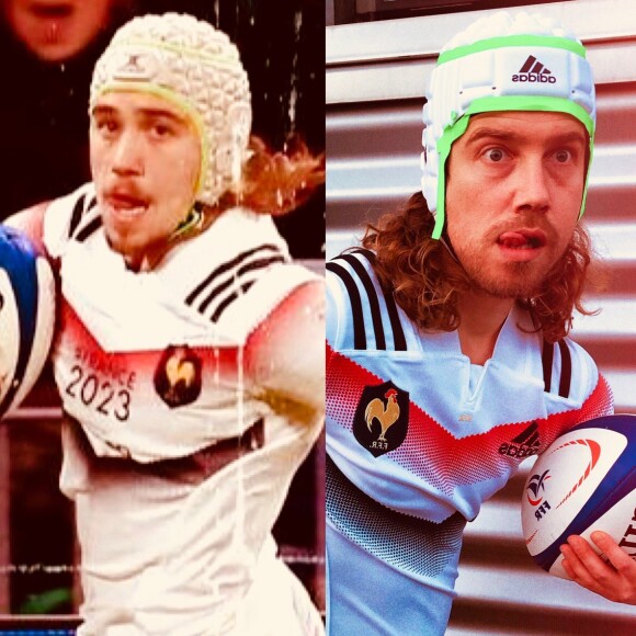 Julien Doré s'est amusé de la ressemblance existant entre le rugbyman Gabriel Lacroix et lui, après la participation de l'ailier du Stade Rochelais à un match contre la Nouvelle-Zélande, le 14 novembre 2017.