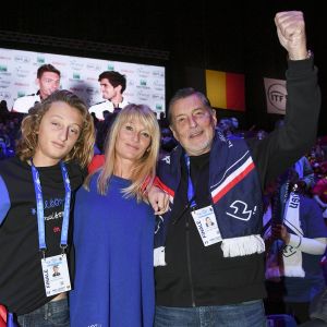 EXCLUSIF - Joalukas Noah, Isabelle Camus et Jean Claude Camus - 4e match de la Finale de la coupe Davis en simple opposant la France à la Belgique au Stade Pierre Mauroy à Lille, le 26 novembre 2017. © Perusseau - Ramsamy / Bestimage