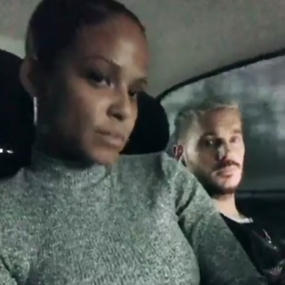 Christina Milian et M. Pokora en route pour Bruxelles où le chanteur français a donné un concert au Forest National le 3 décembre 2017. 