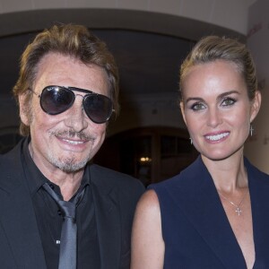 Johnny et Laeticia Hallyday - Inauguration du Show Room Parisien De Grisogono et lancement de la montre "Crazy Skull" à Paris le 23 octobre 2014.