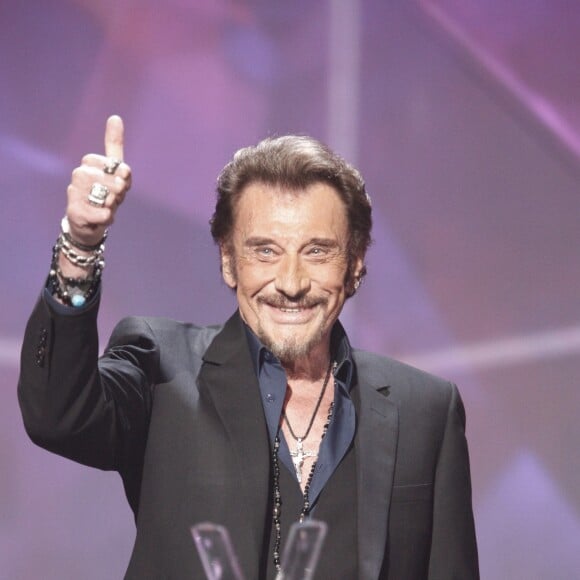 Johnny Hallyday (Victoire Album de chansons "De l'amour") - Cérémonie des 31ème Victoires de la Musique au Zénith de Paris. Le 12 février 2016