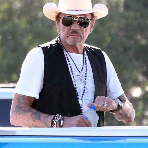 Exclusif - Johnny Hallyday dans les rues de Los Angeles, le 27 mars 2015