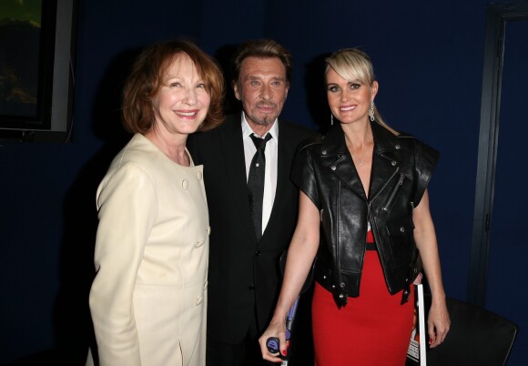 Nathalie Baye, Johnny Hallyday et sa femme Laeticia - Avant-première de 'Salaud on t'aime' à l'UGC Normandie sur les Champs-Elysées à Paris le 31 mars 2014.