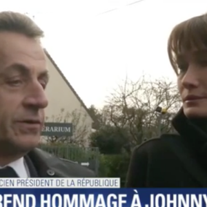 Nicolas Sarkozy et Carla Bruni se sont recueillis devant la dépouille de Johnny Hallyday au funérarium du Mont-Valérien dans les Haut-de-Seine, vendredi 8 décembre 2017.