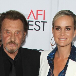 Johnny Hallyday et sa femme Laeticia Hallyday à la première de "Rules Don't Apply" à Los Angeles, le 10 novembre 2016.