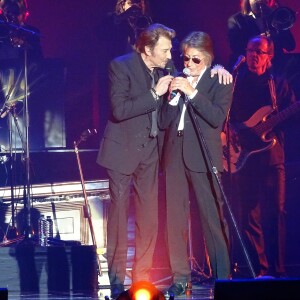 Johnny Hallyday et Jacques Dutronc au Premier concert "Les Vieilles Canailles" au POPB de Paris-Bercy à Paris, du 5 au 10 novembre 2014.