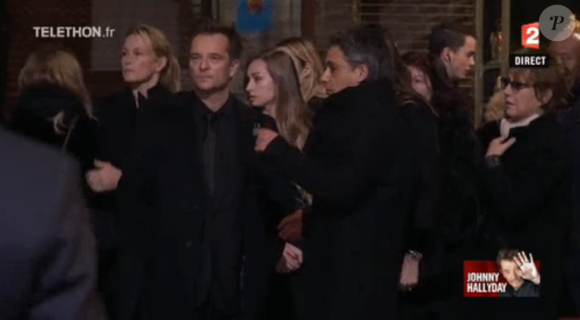 David Hallyday et Estelle Lefébure - Obsèques de Johnny Hallyday, à Paris, le 9 décembre 2017