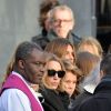 Laeticia Hallyday, ses filles Joy et Jade - Sorties de l'église de la Madeleine après les obsèques de Johnny Hallyday à Paris le 9 décembre 2017. © Veeren / Bestimage