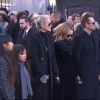 Laura Smet, David Hallyday, Laeticia Hallyday et ses filles Jade et Joy - Obsèques de Johnny Hallyday à l'église de la Madeleine, à Paris, le 9 décembre 2017