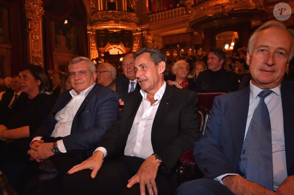 Exclusif - Nicolas Sarkozy et Thierry Herzog, son avocat (à gauche), assistent au concert de Carla Bruni à l'Opéra Garnier à Monaco. Le 29 novembre 2017. © Bruno Bebert / Bestimage