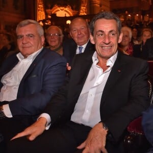 Exclusif - Nicolas Sarkozy et Thierry Herzog, son avocat (à gauche), assistent au concert de Carla Bruni à l'Opéra Garnier à Monaco. Le 29 novembre 2017. © Bruno Bebert / Bestimage