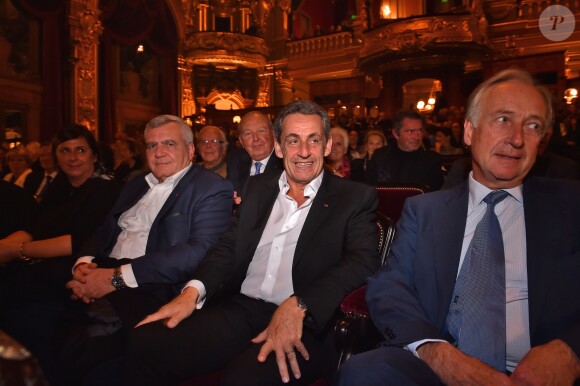 Exclusif - Nicolas Sarkozy et Thierry Herzog, son avocat (à gauche), assistent au concert de Carla Bruni à l'Opéra Garnier à Monaco. Le 29 novembre 2017. © Bruno Bebert / Bestimage