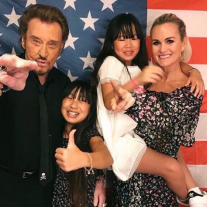 Johnny et Laeticia Hallyday avec leurs filles Jade et Joy, le 26 juin 2017.