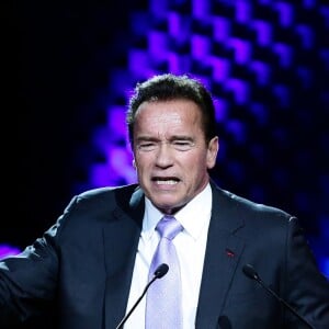 Arnold Schwarzenegger au sommet pour le climat à la Seine Musicale sur l'île Seguin à Paris le 12 décembre 2017 © Stephane Lemouton / Bestimage