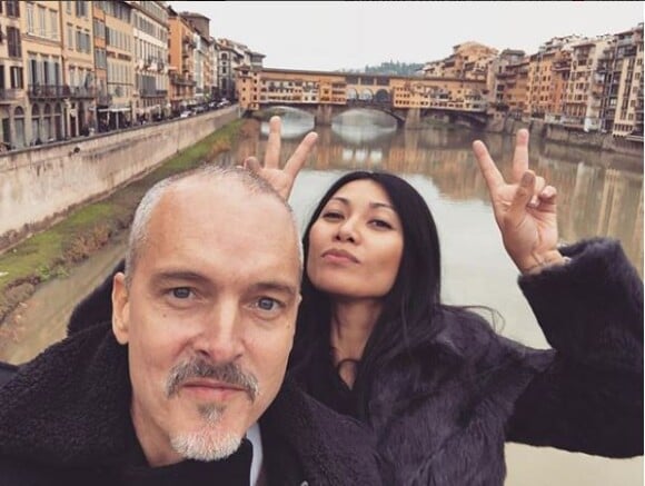 Anggun pose avec son chéri Christian Kretschmar à Florence, le 1er janvier 2018
