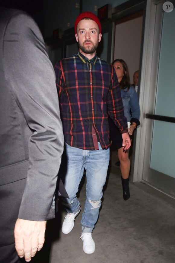 Exclusif - Justin Timberlake arrive à Q&A pour la promotion de son film 'Wonder Wheel' à Los Angeles, le 3 décembre 2017