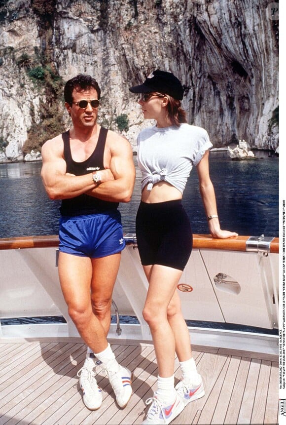 Sylvester Stallone et Jennifer Flavin - En vacances sur la Côte d'Azur en 1993