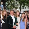 Sylvester Stallone, sa femme Jennifer Flavin, et leurs filles Sophia, Sistine et Scarlet - Avant-première du film "The Expendables 3" à Londres, le 4 août 2014