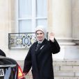 Brigitte Macron raccompagne Emine Erdogan après leur entretien au palais de l'Elysée à Paris le 5 janvier 2018. © Stéphane Lemouton / Bestimage