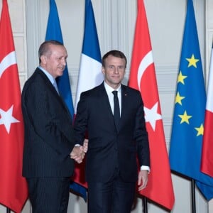 Conférence de presse commune du président Emmanuel Macron et du président Turque Recep Tayyip Erdogan au palais de l'Elysée à Paris le 5 janvier 2018. © Pierre Villard / Pool / Bestimage