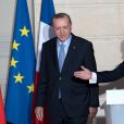 Conférence de presse commune du président Emmanuel Macron et du président Turque Recep Tayyip Erdogan au palais de l'Elysée à Paris le 5 janvier 2018. © Pierre Villard / Pool / Bestimage