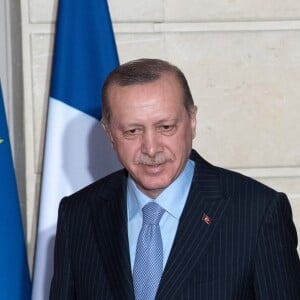 Conférence de presse commune du président Emmanuel Macron et du président Turque Recep Tayyip Erdogan au palais de l'Elysée à Paris le 5 janvier 2018. © Pierre Villard / Pool / Bestimage