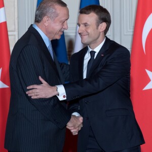 Conférence de presse commune du président Emmanuel Macron et du président Turque Recep Tayyip Erdogan au palais de l'Elysée à Paris le 5 janvier 2018. © Pierre Villard / Pool / Bestimage