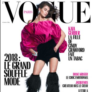 Kaia Gerber en couverture du magazine Vogue Paris. Numéro de février 2018. Photo par David Sims.