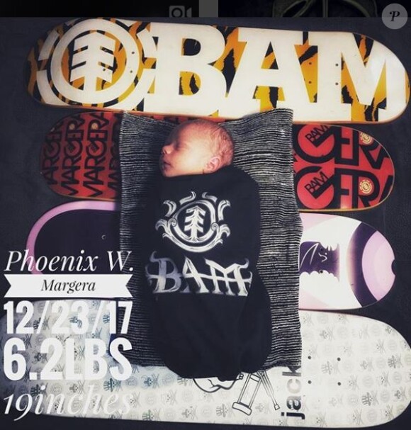 Bam Margera publie le faire-part de son fils  Phoenix Wolf sur Instagram, le 4 janvier 2018.