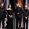 Edgar Ramirez, Penélope Cruz, Ricky Martin et Darren Criss remettent le prix de "Meilleur acteur dans une série ou un film télévisé" aux 75e Golden Globes. Los Angeles, le 7 janvier 2018.