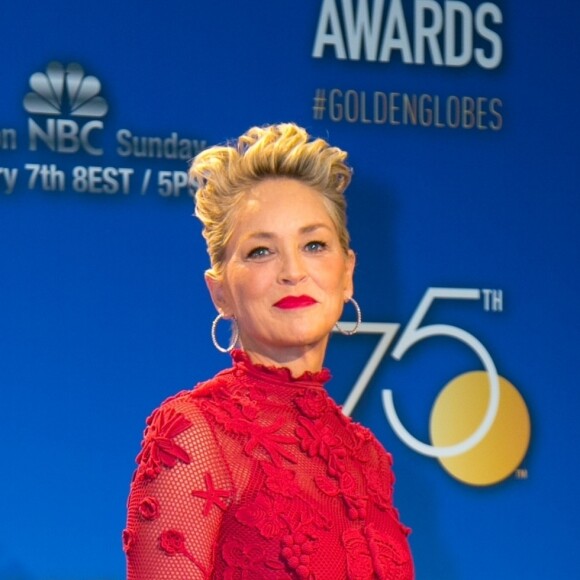 Sharon Stone à la 75ème soirée annuelle Golden Globe nominations à l'hôtel Beverly Hilton à Los Angeles, le 11 décembre 2017