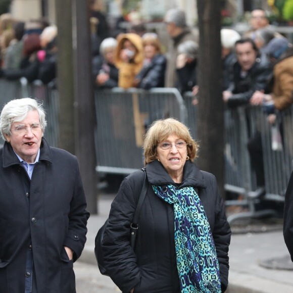 Pierre Lescure - Arrivées aux obsèques de France Gall au cimetière de Montmartre à Paris le 12 janvier 2018.