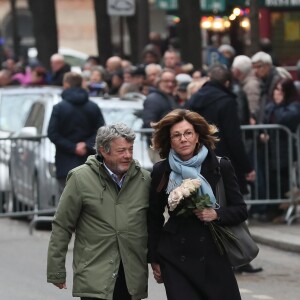 Jean-Louis Borloo et sa femme Béatrice Schönberg - Arrivées aux obsèques de France Gall au cimetière de Montmartre à Paris le 12 janvier 2018.