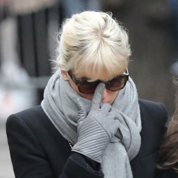 Cécile Cassel - Arrivées aux obsèques de France Gall au cimetière de Montmartre à Paris le 12 janvier 2018.