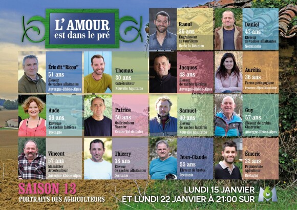 Portraits des 14 agriculteurs de "L'amour est dans le pré" 2018 (M6).