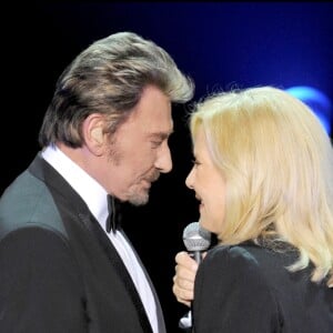 Johnny Hallyday et Sylvie Vartan à L'Olympia de Paris, le 19 septembre 2009.