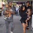 Kim Kardashian, son mari Kanye West et leurs enfants North et Saint à New York, le 29 août 2016.