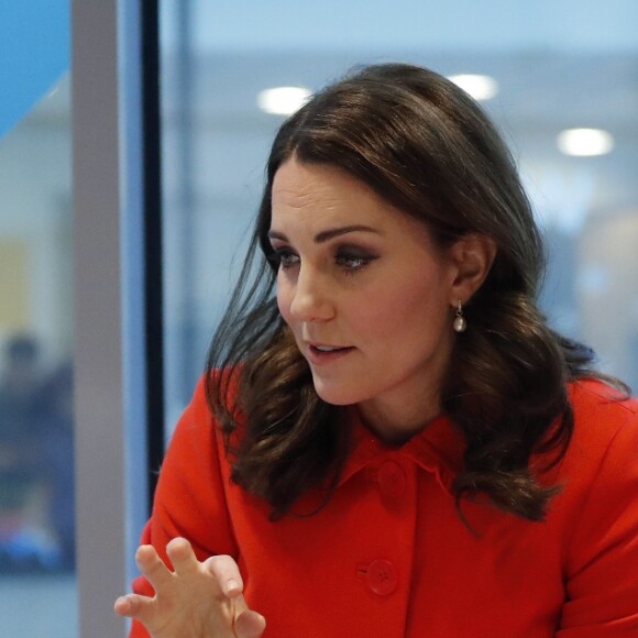La duchesse Catherine de Cambridge, enceinte de six mois, visitait le 17 janvier 2018 la nouvelle aile à hôpital pour enfants Great Ormond Street Hospital à Londres.