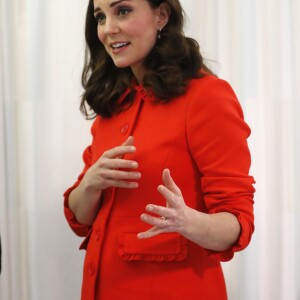 La duchesse Catherine de Cambridge, enceinte de six mois, visitait le 17 janvier 2018 la nouvelle aile à hôpital pour enfants Great Ormond Street Hospital à Londres.