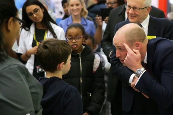 Le prince William, duc de Cambridge, avait le crâne rasé le 18 janvier 2018 lors de sa visite à l'hôpital pour enfants Evelina, à Londres.