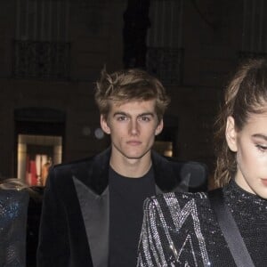 Exclusif - Kaia Gerber, son frère Presley Gerber et sa petite amie Charlotte d'Alessio arrivent à l'after-party Balmain à Paris, le 20 janvier 2018. © Pierre Perusseau/Bestimage