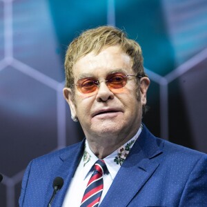 Elton John lors du World Economic Forum de Davos en Suisse, le 22 janvier 2018.