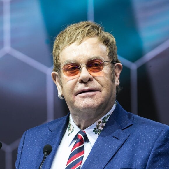 Elton John lors du World Economic Forum de Davos en Suisse, le 22 janvier 2018.