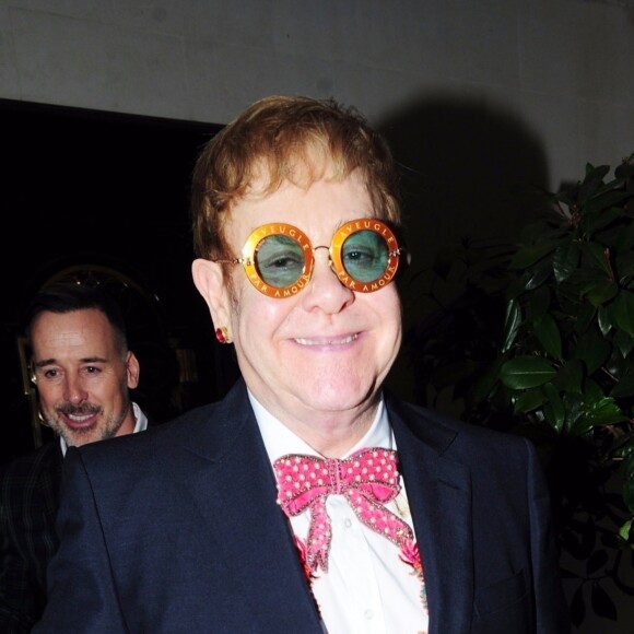 Exclusif - Sir Elton John et son mari David Furnish sont allés déjeuner au restaurant Scotts et sont allés faire du shopping chez Gucci sur Sloane street à Londres, Royaume Uni, le 14 janvier 2018.
