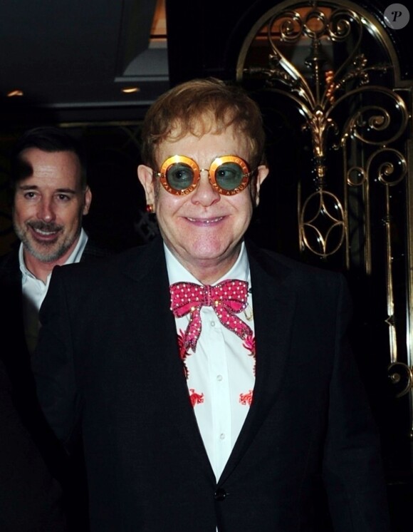 Exclusif - Sir Elton John et son mari David Furnish sont allés déjeuner au restaurant Scotts et sont allés faire du shopping chez Gucci sur Sloane street à Londres, Royaume Uni, le 14 janvier 2018.