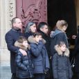 La famille et les arrières petits-enfants - Obsèques de Paul Bocuse en la cathédrale Saint-Jean de Lyon. Le 26 janvier 2018.