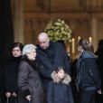 Françoise Bernachon, Raymonde Duvert, Philippe Bernarchon et deux de ses filles - Obsèques de Paul Bocuse en la cathédrale Saint-Jean de Lyon. Le 26 janvier 2018.