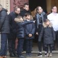 La famille et les arrières petits-enfants - Obsèques de Paul Bocuse en la cathédrale Saint-Jean de Lyon. Le 26 janvier 2018.