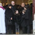 Françoise Bernachon, son fils Philippe Bernachon, les petits-enfants et Jérôme Bocuse - Obsèques de Paul Bocuse en la cathédrale Saint-Jean de Lyon. Le 26 janvier 2018.
